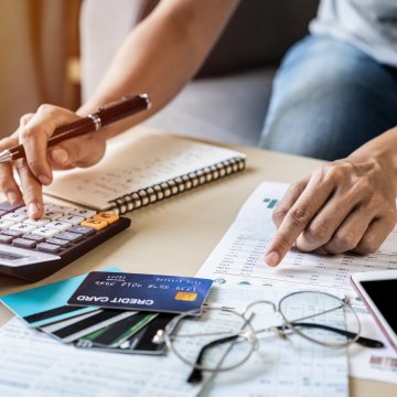 looking at credit card bills